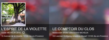 Restaurants Michelin 2015 Aix-en-Provence